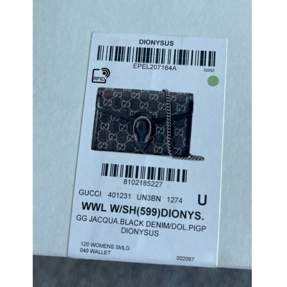 Gucci Dionysus GG Mini Shoulder Bag Cotton Black Denim Handbag Purse Italy NEW - Picture 12 of 12